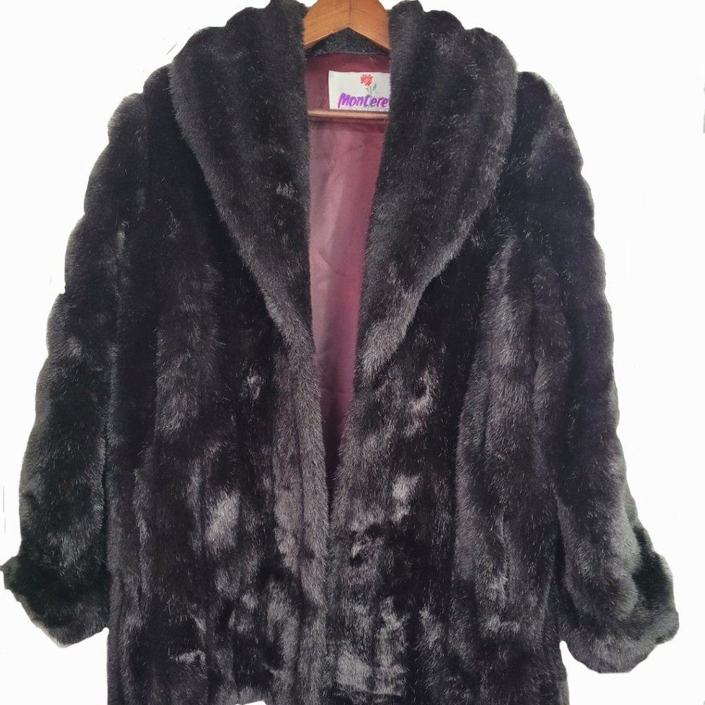 Vintage Monterey Fashions Faux Mink Fur Coat